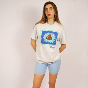90s Hersheys Chocolate T-Shirt (L) large grey teal vintage short sleeve graphic